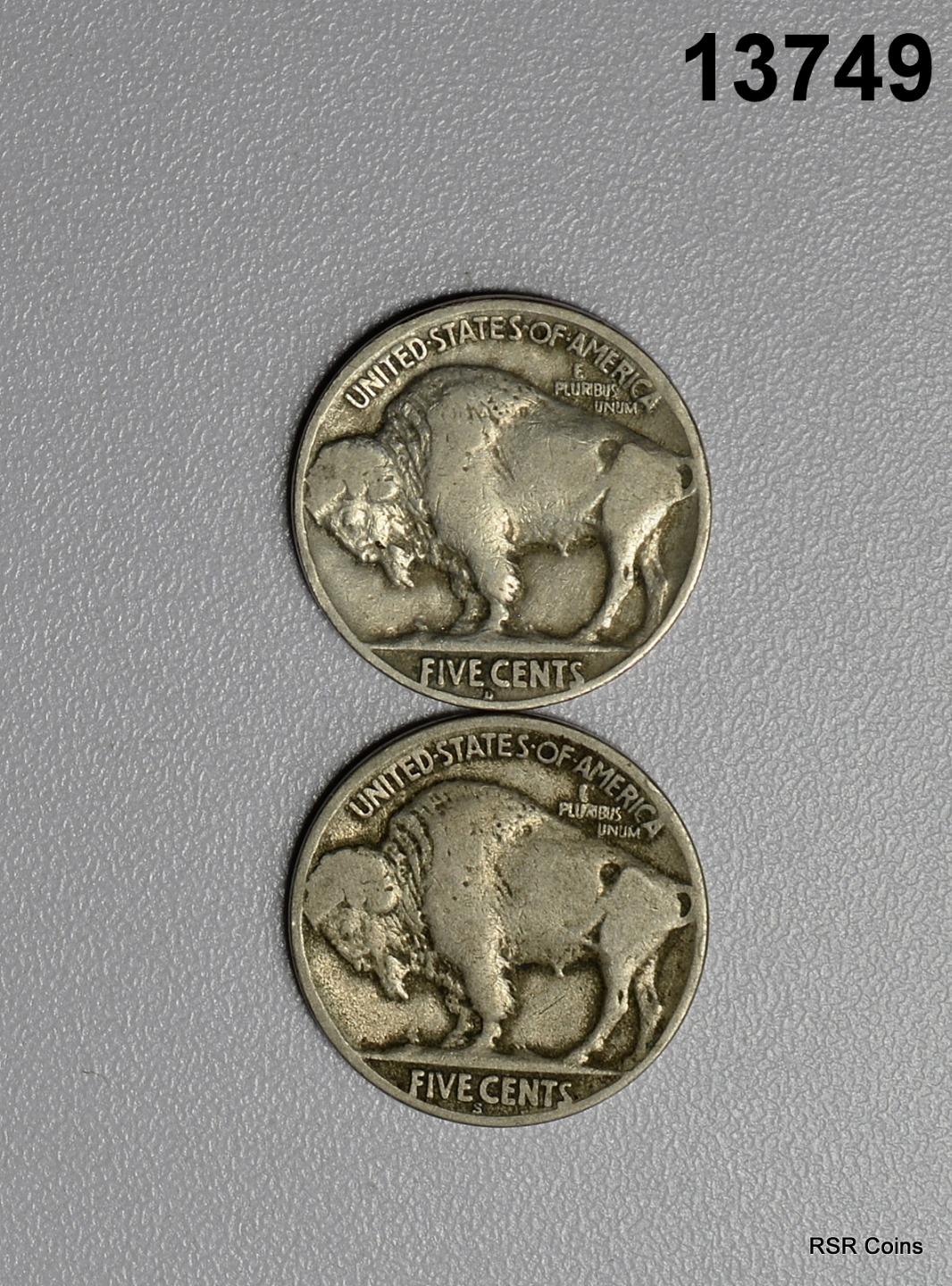 LOT OF 2 BUFFALO NICKELS: 1927 D FINE, 1927 S FINE #13749