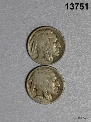 1926 FINE, 1926 D GOOD BUFFALO NICKEL 2 COIN LOT! #13751