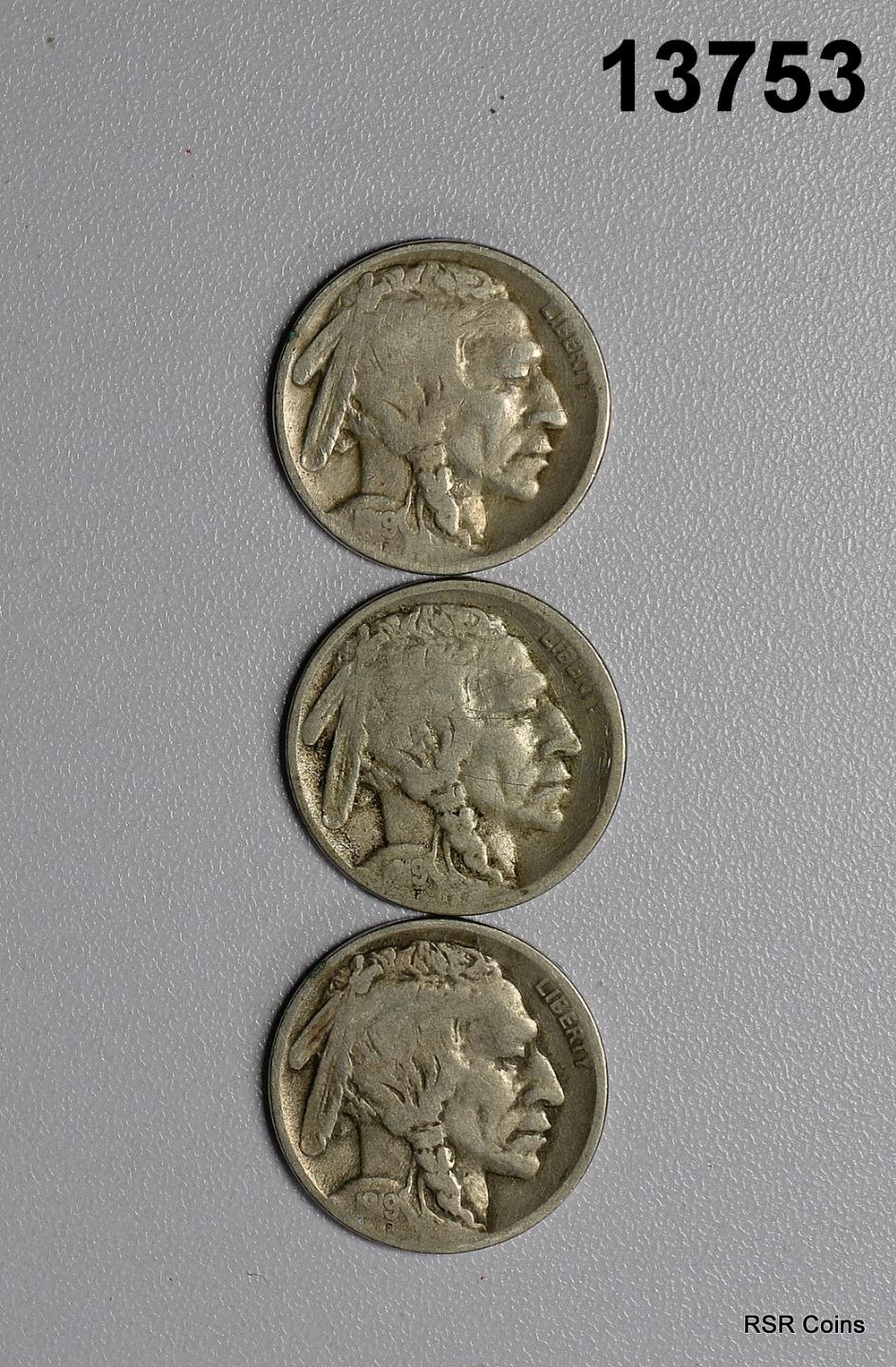 1919 G, 1919 D VG, 1919 S G BUFFALO NICKEL LOT #13753