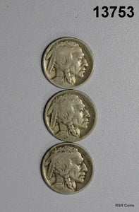 1919 G, 1919 D VG, 1919 S G BUFFALO NICKEL LOT #13753