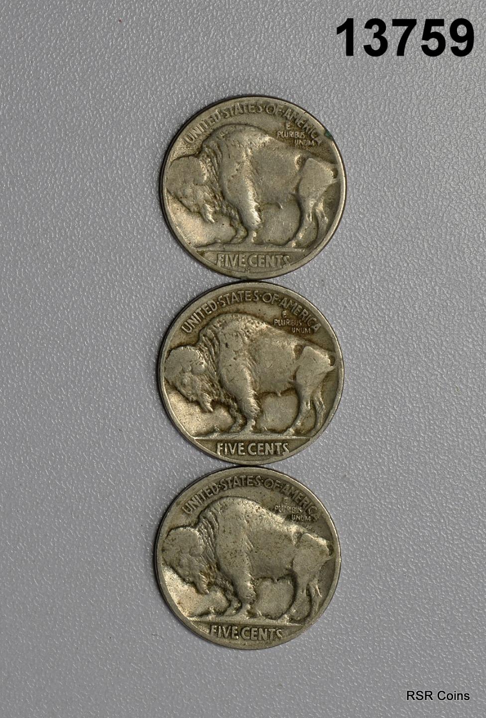 BUFFALO 3 NICKEL LOT: 1921 VG, 1923 VG, 1923 S VG #13759