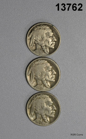 BUFFALO NICKEL LOT OF 3 COINS: 1920 VG, 1920 D VG, 1920 S GOOD! #13762