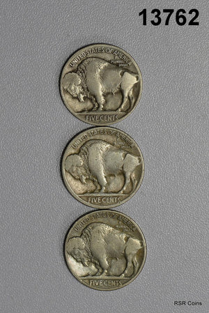 BUFFALO NICKEL LOT OF 3 COINS: 1920 VG, 1920 D VG, 1920 S GOOD! #13762