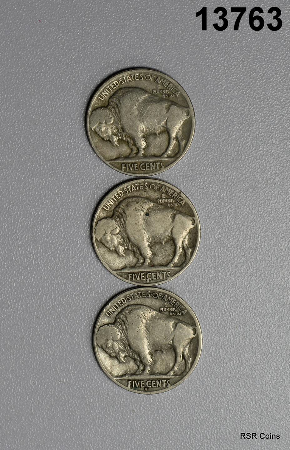 BUFFALO NICKELS: 1916 VG+, 1916 D VG, 1916 S FINE NICE GROUP! #13763