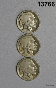 1925 P-D-S BUFFALO NICKEL 3 COIN SET GOOD- VG! #13766