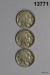 LOT OF 3 BUFFALO NICKELS: 1921 VG, 1924 VG, 1925 D G #13771