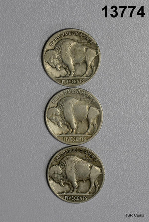 1916 VF, 1916 D F, 1916 S F BUFFALO NICKEL LOT! #13774