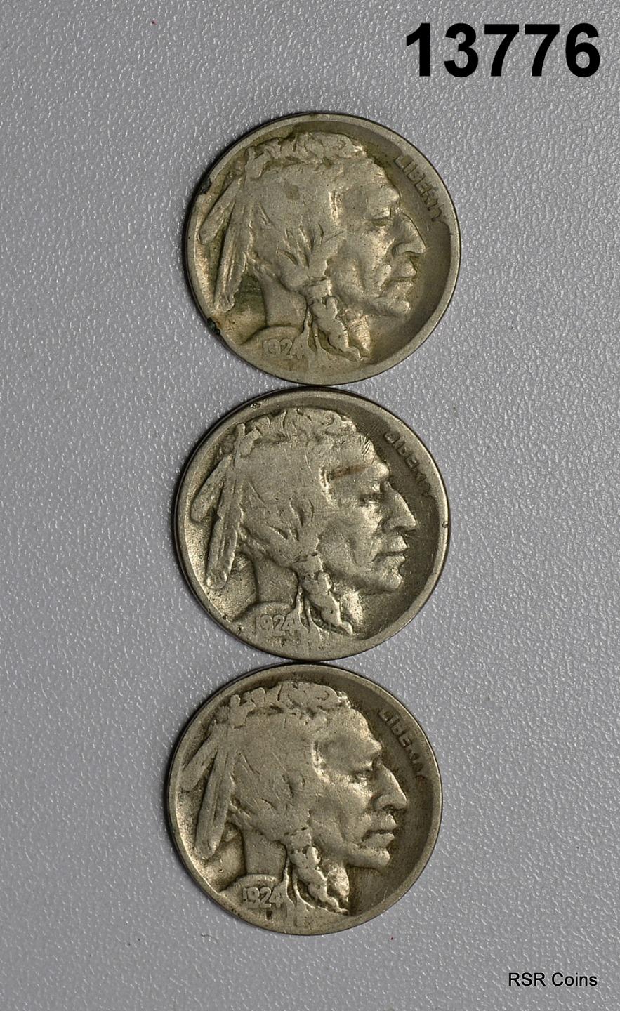 1924 GOOD, 1924 D VG, 1924 S VG BUFFALO NICKEL LOT #13776