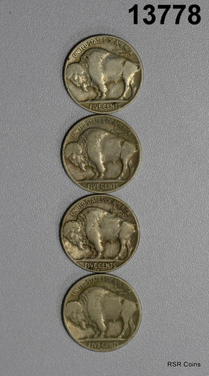 4 COIN BUFFALO NICKEL LOT: 1927 D VG, 1927 VG, 1929 S VF, 1929 D FINE #13779