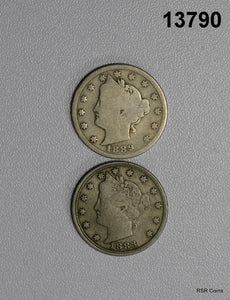 2 LIBERTY HEAD NICKELS: 1889 GOOD, 1883 N/C FINE! #13790