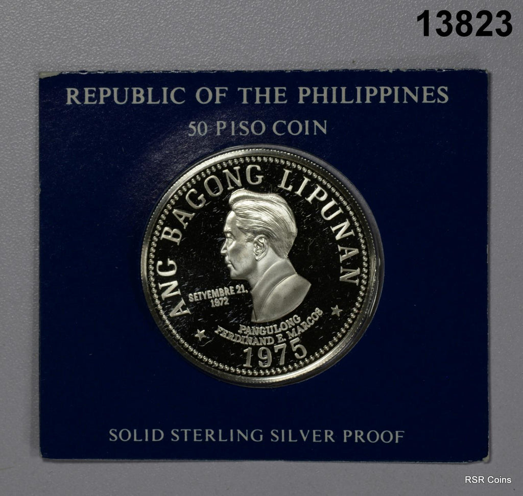 1975 50 PISO COIN STERLING SILVER PROOF GEM! #13823