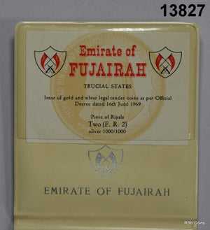 1969 EMIRATE OF FUJAIRAH RICHARD NIXON 2 RIYALS SILVER PROOF #13827