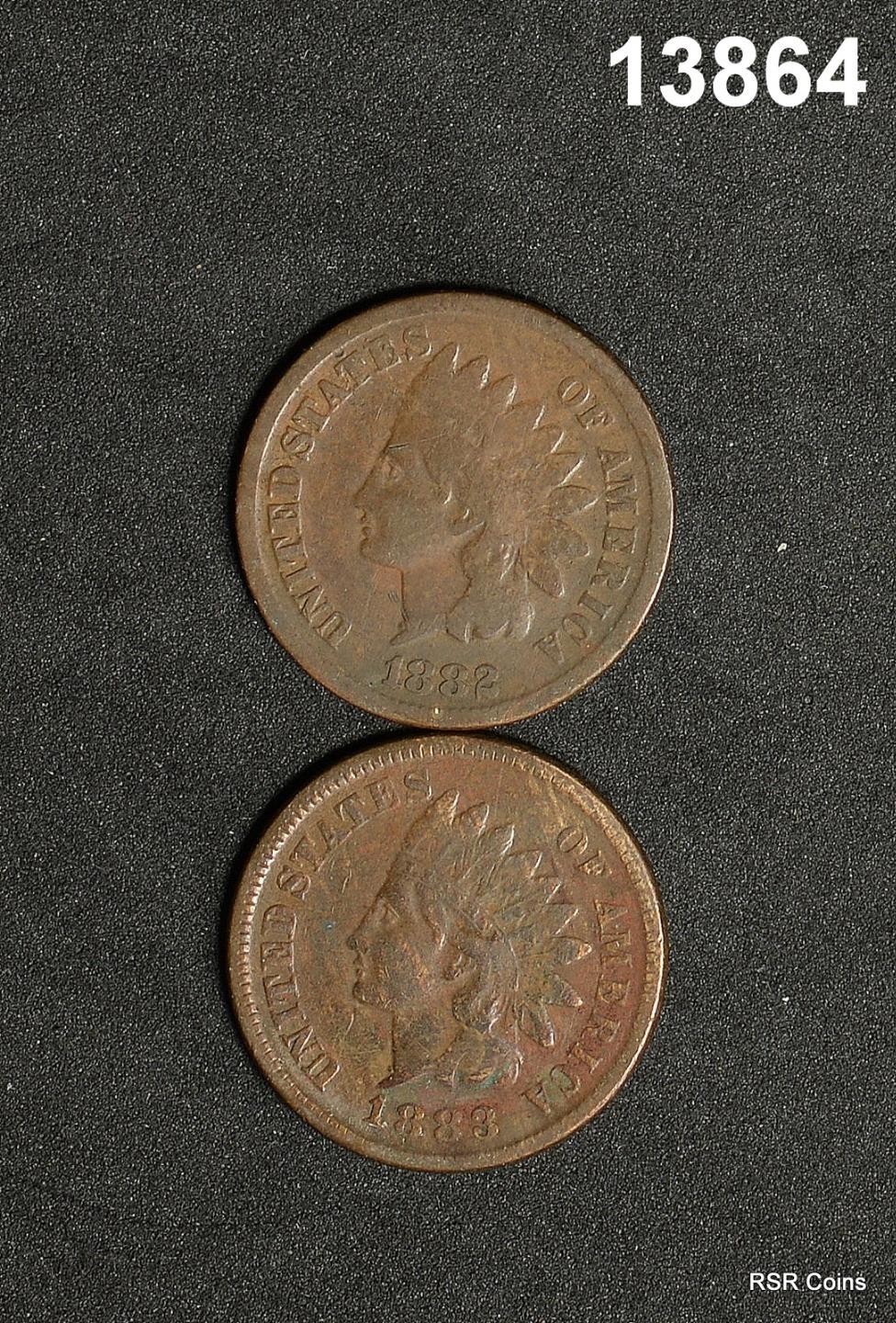 1883 FINE CLEANED, 1882 CORRODED INDIAN HEAD CENT LOT #13864