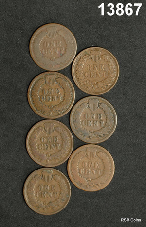 LOT OF 7 INDIAN HEAD CENTS:1880G, 1906XF, 2-1889VG, 1887VG, 1879VG, 1883AG#13867