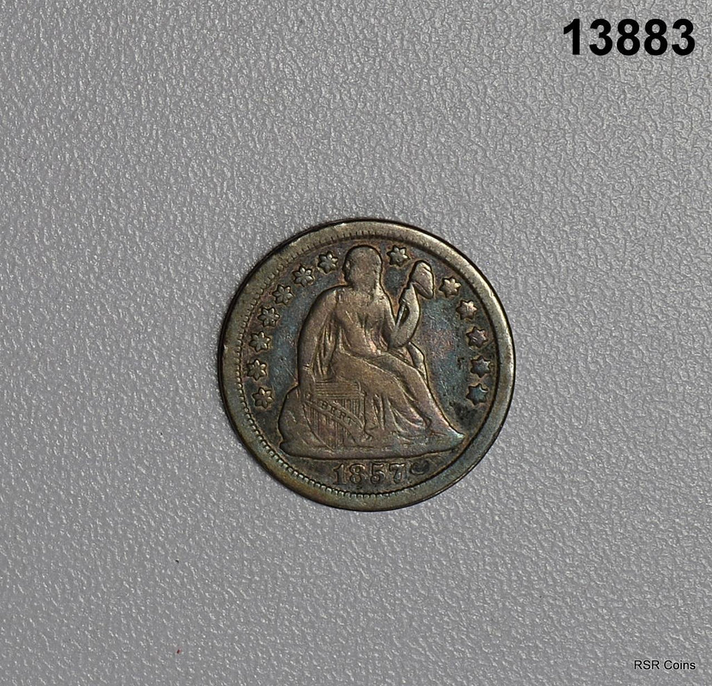 1857 SEATED LIBERTY DIME XF! #13883