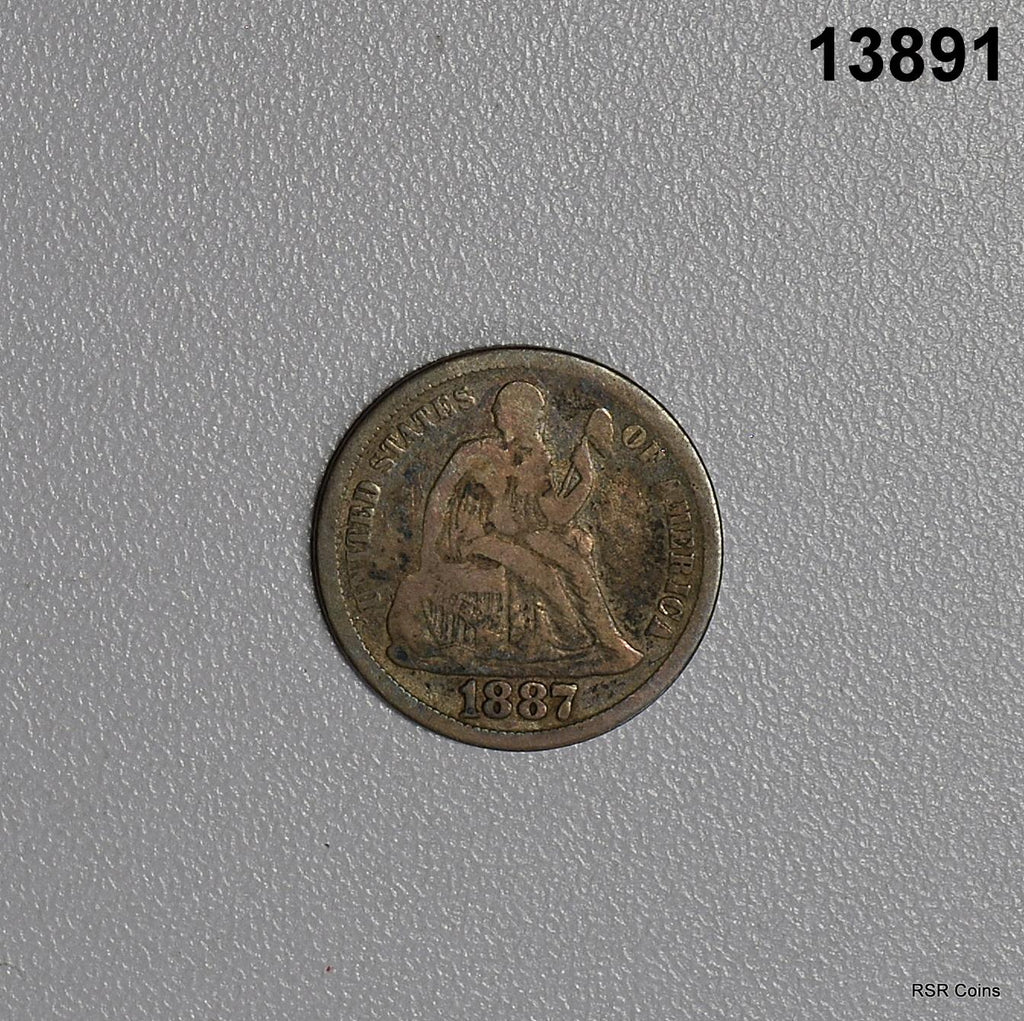 1887 SEATED LIBERTY DIME FINE! #13891