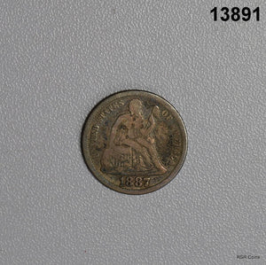 1887 SEATED LIBERTY DIME FINE! #13891