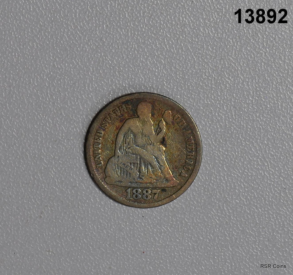 1887 S SEATED LIBERTY DIME VG! #13892