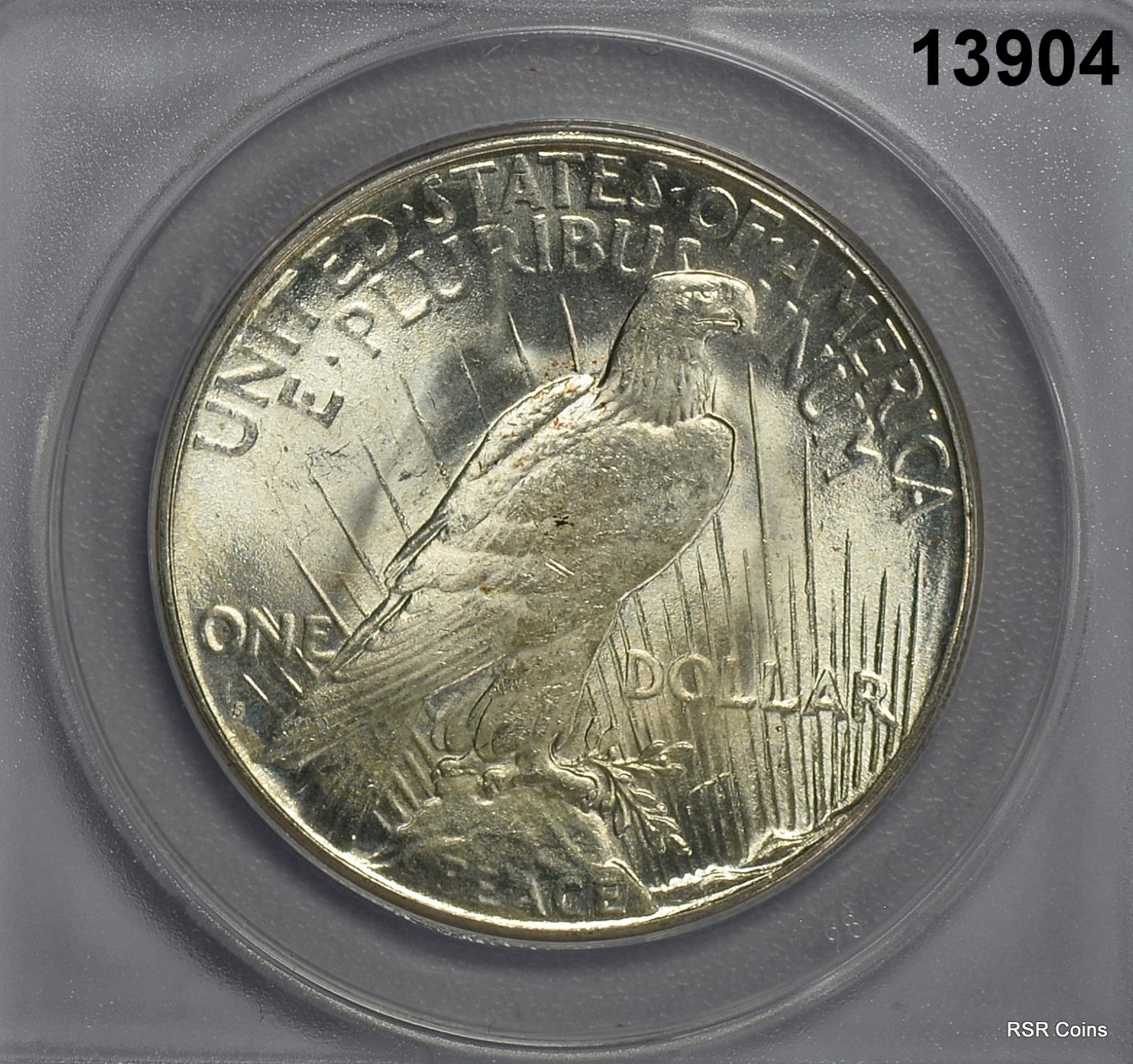 1925 S PEACE SILVER DOLLAR ANACS CERTIFIED MS62 LOOKS BETTER! #13904