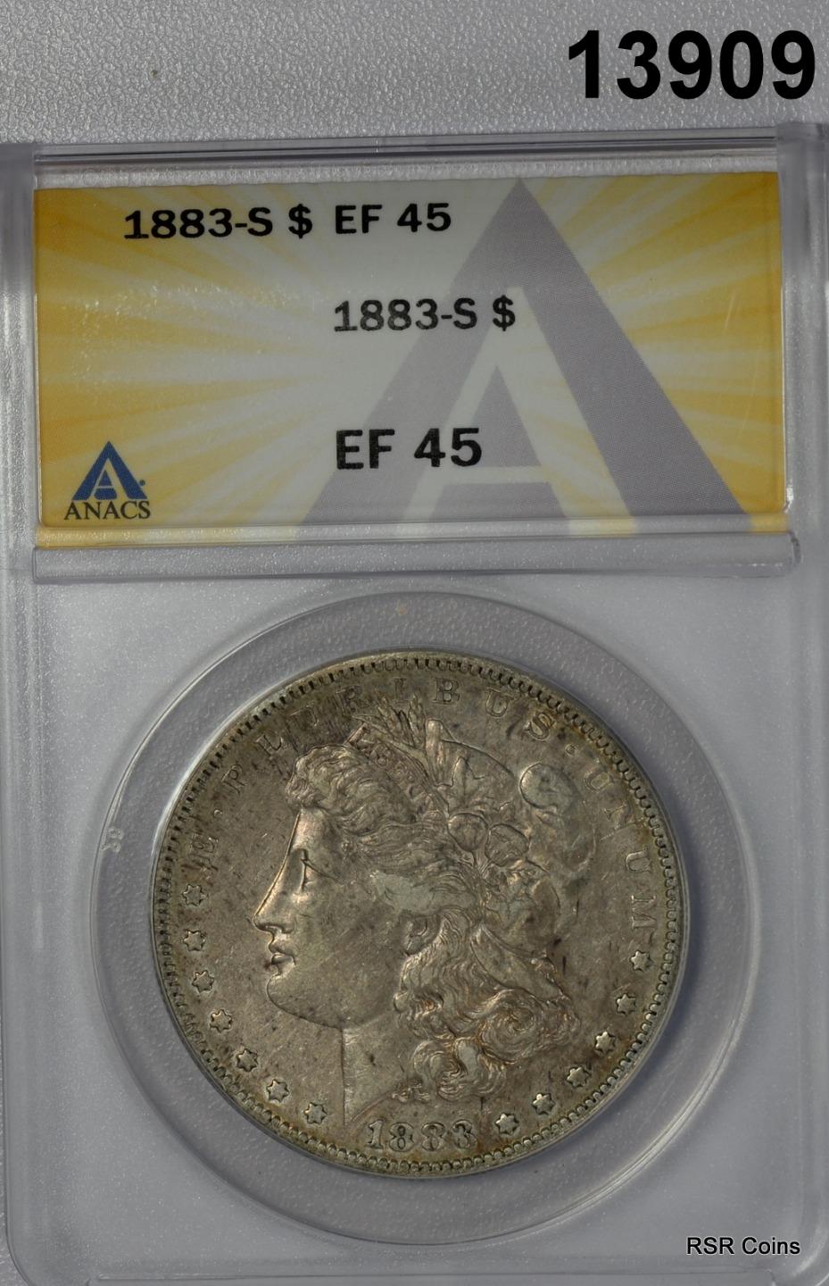 1883 S KEY DATE MORGAN SILVER DOLLAR ANACS CERTIFIED EF45 NICE PATINA! #13909