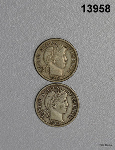 LOT OF 2 BARBER DIMES 1903 + 1912 XF+! #13958