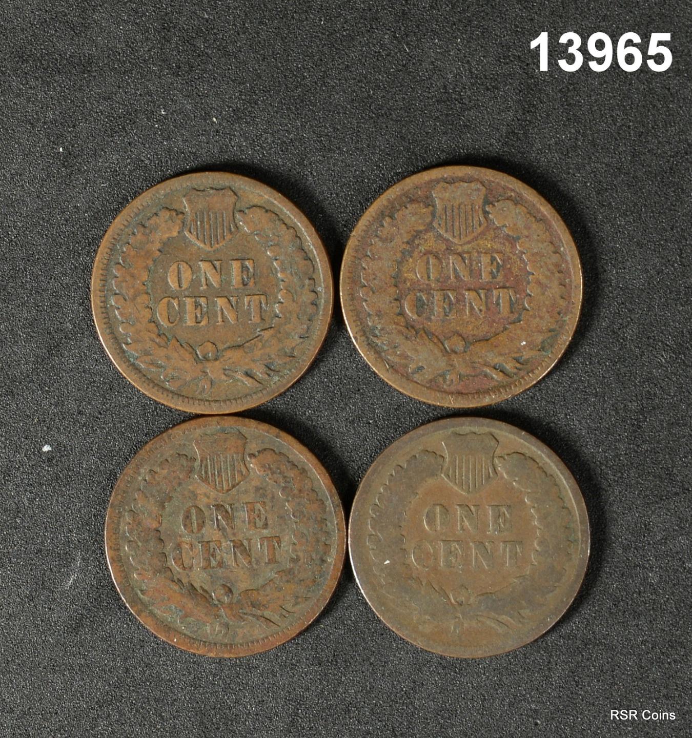 LOT OF 4 INDIAN CENTS: 1894 G DAMAGED, 1894 GOOD, 1895 CORRODED, 1895 G+ #13965