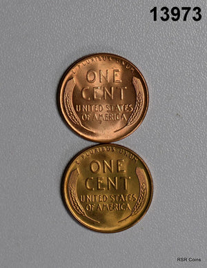 LOT OF 2 RED BU EARLY LINCOLN CENTS: 1938 S, 1944 WOW!! #13973