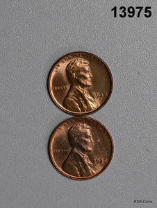 2 COIN LINCOLN CENT LOT: 1938 BU RB 1938 D CL BU RD NICE! #13975