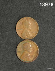 LOT OF 2 LINCOLN CENTS: 1918 VF, 1915 S VF CORRODED #13978