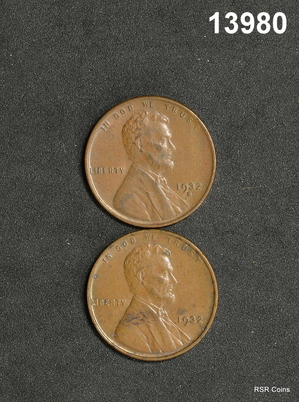 LOT OF 2 LINCOLN CENTS: 1932 XF, 1932 D AU+ NICE! #13980