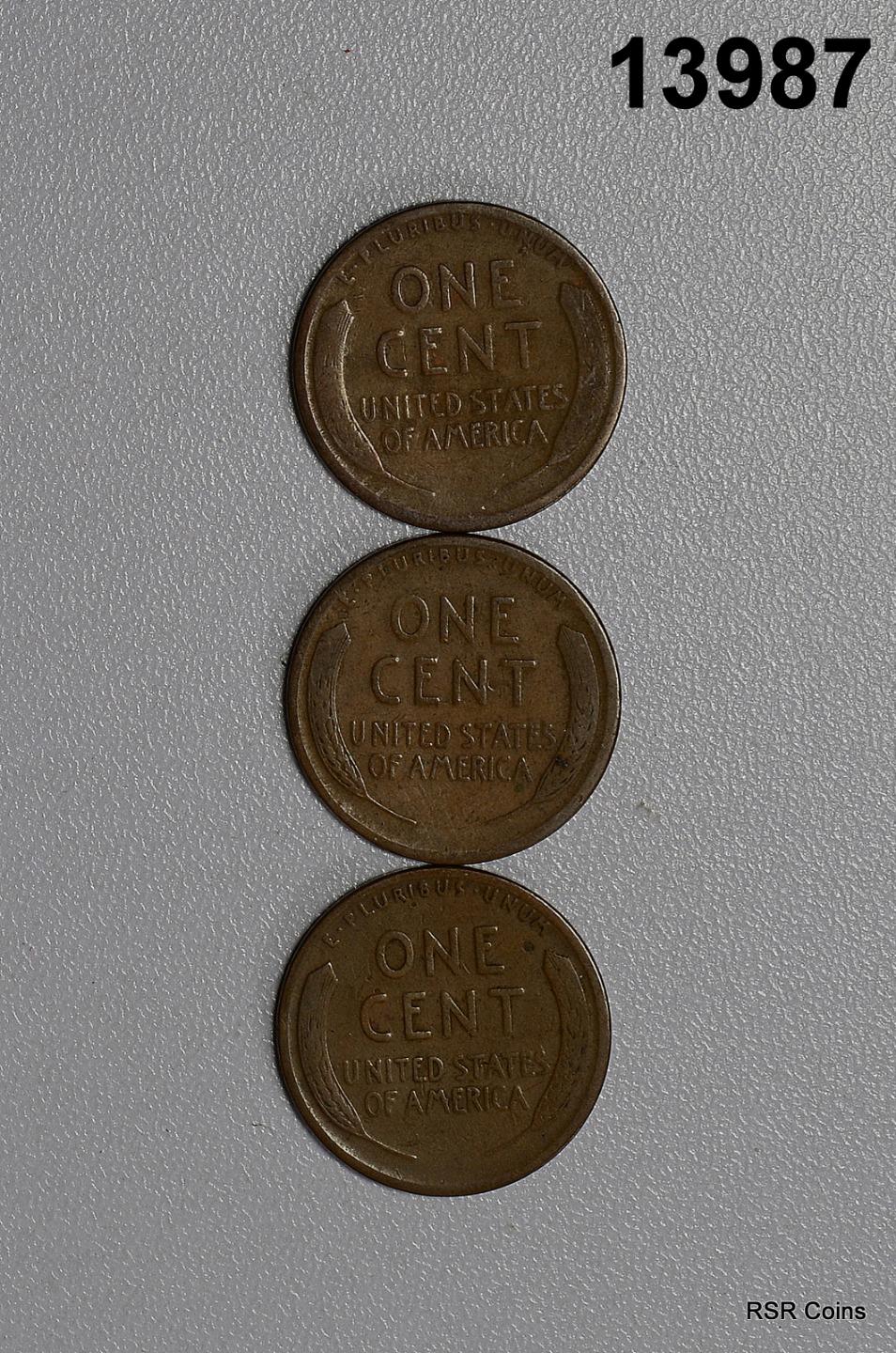 LINCOLN CENTS LOT: 1912 D, 1913 D, 1915 D VG+ LOT! #13987