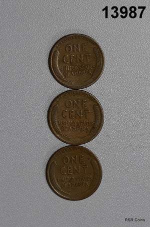 LINCOLN CENTS LOT: 1912 D, 1913 D, 1915 D VG+ LOT! #13987