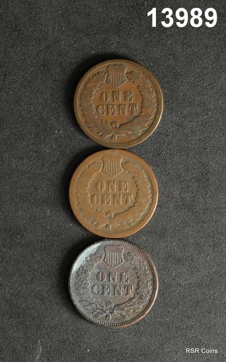 LOT OF 3 1891 INDIAN HEAD CENTS 2- GOOD, 1- XF SCRATCH CORRODED #13989