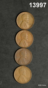 LOT OF 4 LINCOLN CENTS: 1930 S VF, 1929 UNC., 1926 D XF CORRODED, 1933 XF #13997