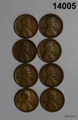 LOT OF 8 LINCOLN CENTS: 1925S 1930D 1917S 1935S 1918S 1917D 1914 1927D #14005