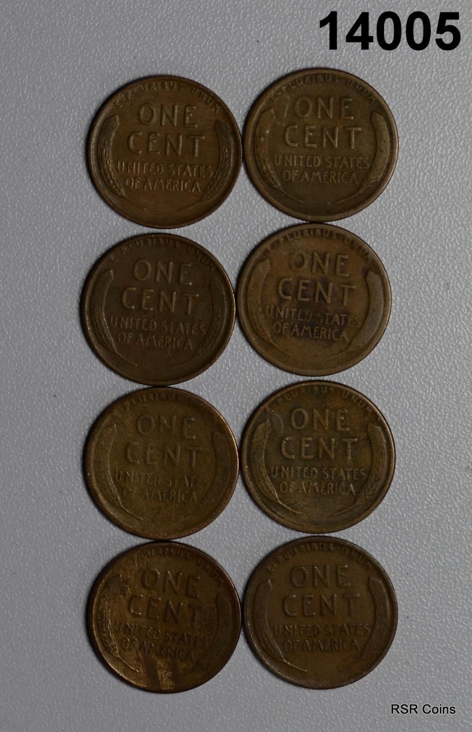 LOT OF 8 LINCOLN CENTS: 1925S 1930D 1917S 1935S 1918S 1917D 1914 1927D #14005