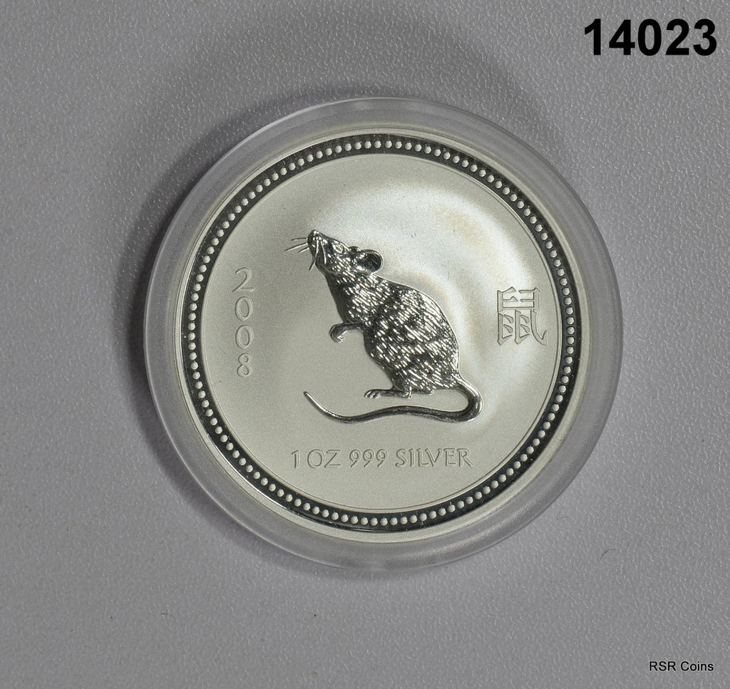 2008 AUSTRALIA LUNAR RAT 1 OZ GEM PROOF .999 SILVER! CAPSULE! GREAT GIFT! #14023