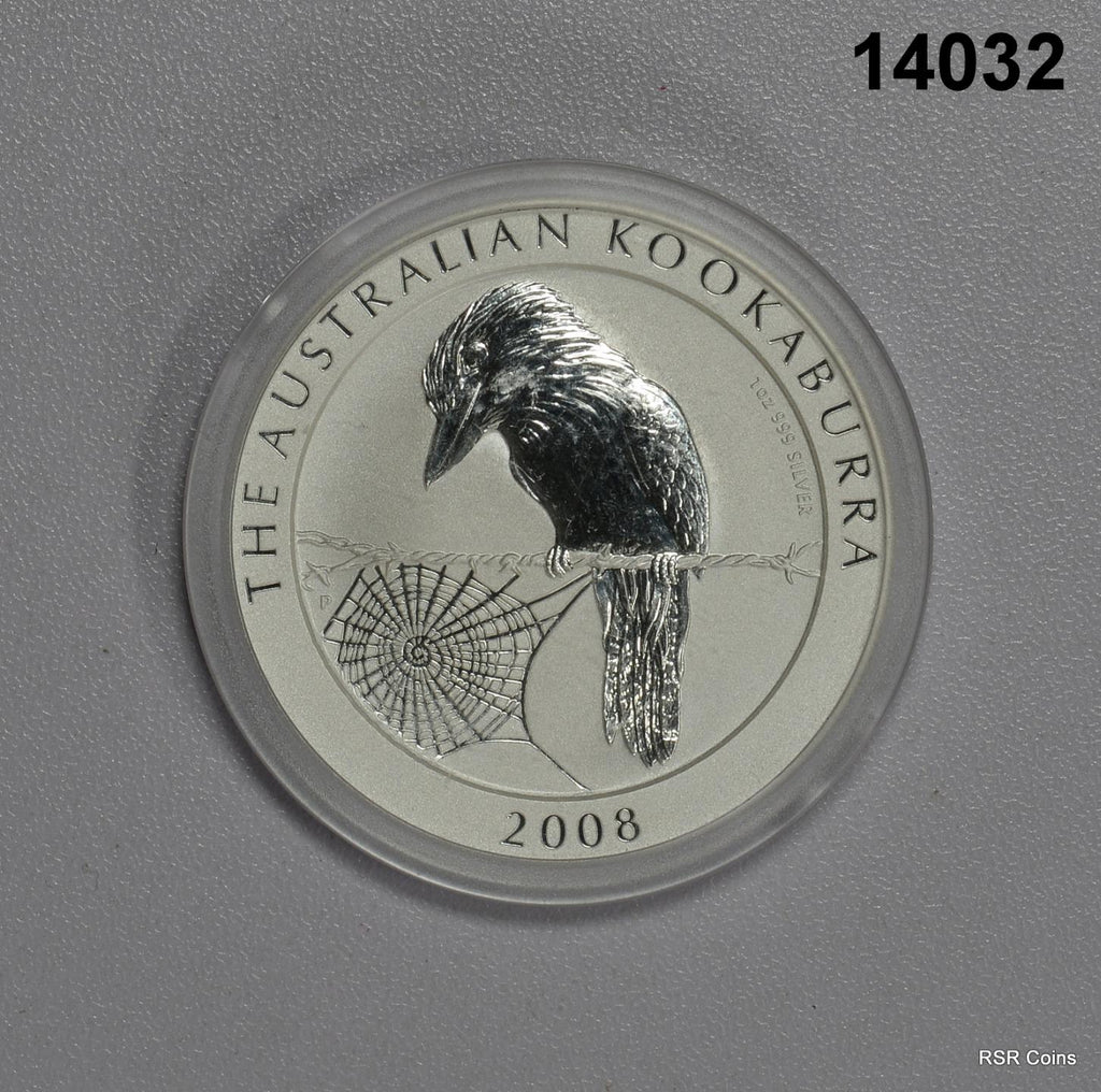 2008 AUSTRALIA KOOKABURRA 1OZ .999 FINE SILVER GEM IN CAPSULE! #14032