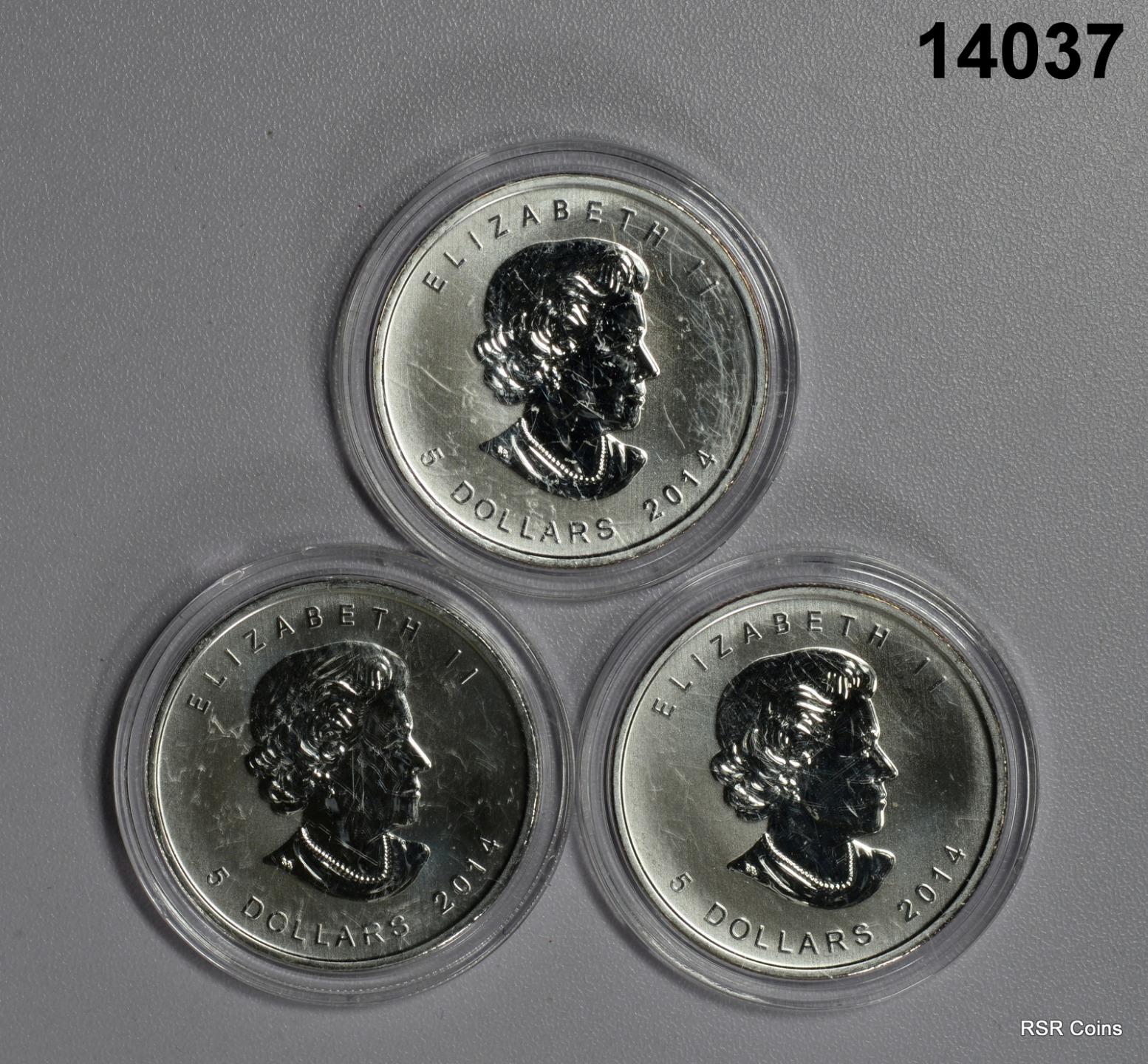 LOT OF 3 CANADA 1OZ .9999 SILVER BALD EAGLE IN CAPSULES! #14037