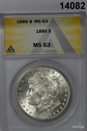 1886 MORGAN SILVER DOLLAR ANACS CERTIFIED MS63! #14082