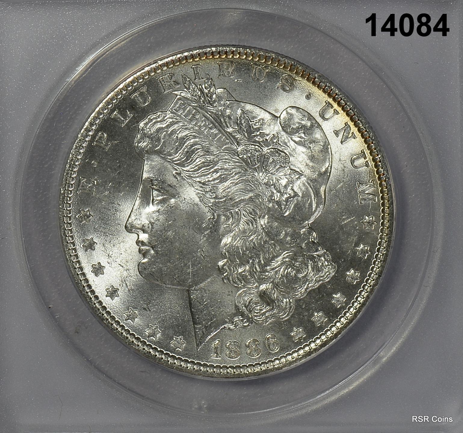 1886 MORGAN SILVER DOLLAR FLASHY FULLY STRUCK! ANACS CERTIFIED MS63! #14084