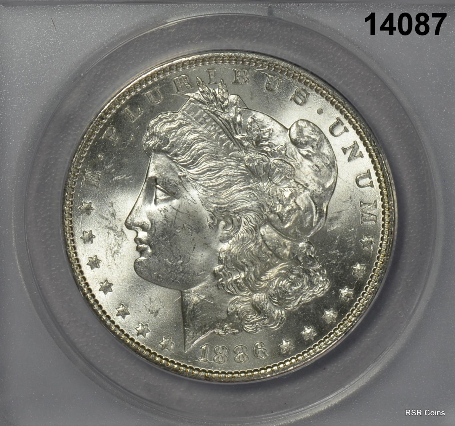 1886 MORGAN SILVER DOLLAR FLASHY FULLY STRUCK! ANACS CERTIFIED MS63! #14087