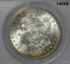 1886 MORGAN SILVER DOLLAR GOLDEN OBVERSE CRESCENT! ANACS CERTIFIED MS63! #14088