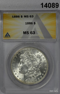 1886 MORGAN SILVER DOLLAR ANACS CERTIFIED MS63! #14089