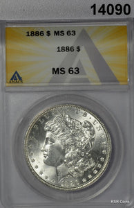 1886 MORGAN SILVER DOLLAR ANACS CERTIFIED MS63! #14090