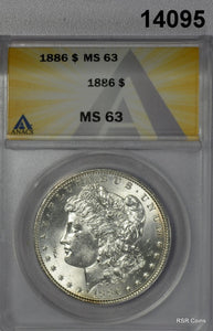 1886 MORGAN SILVER DOLLAR ANACS CERTIFIED MS63! #14095