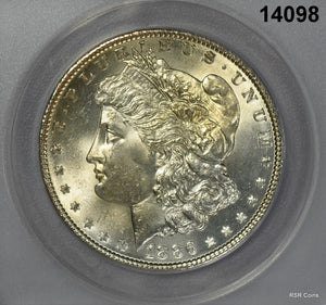 1886 MORGAN SILVER DOLLAR PALE GOLDEN OBVERSE! ANACS CERTIFIED MS63! #14098