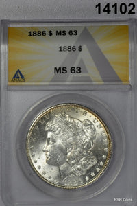 1886 MORGAN SILVER DOLLAR ANACS CERTIFIED MS63! #14102