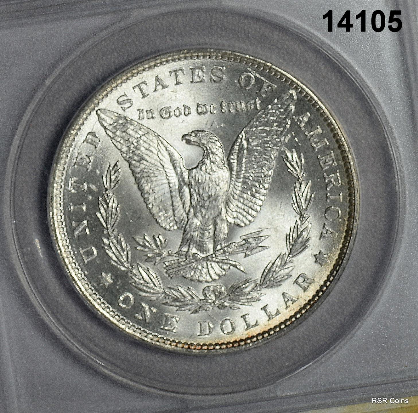 1886 MORGAN SILVER DOLLAR ORANGE OBV CRESCENT ANACS CERTIFIED MS63! #14105