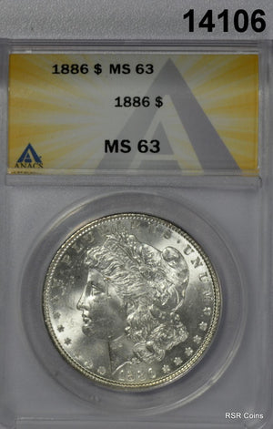 1886 MORGAN SILVER DOLLAR ANACS CERTIFIED MS63! #14106